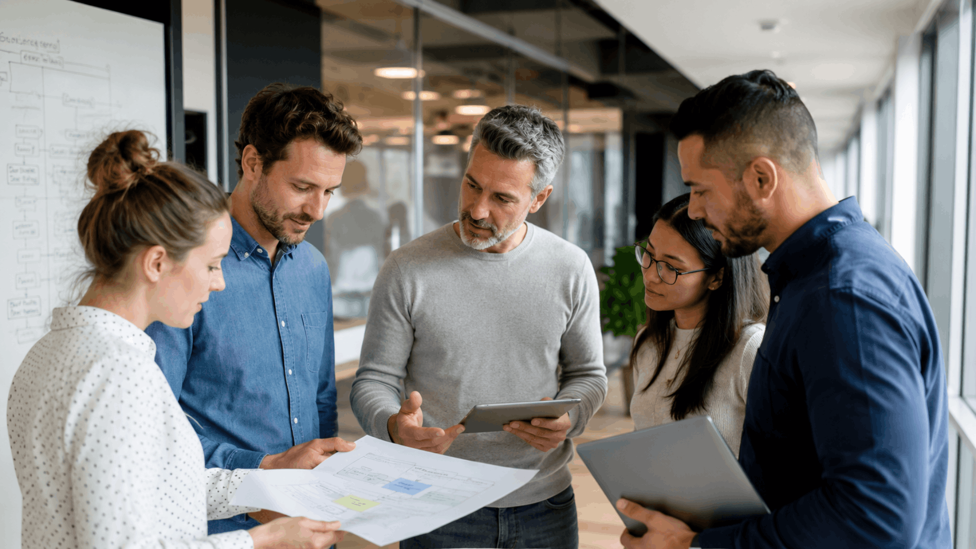Cross-funktionales Team stimmt sich zu Zielbild, Prozessen und digitaler Transformation zwischen Fachbereich und IT ab